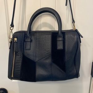 Vera Bradley Marlo black leather satchel with optional shoulder strap